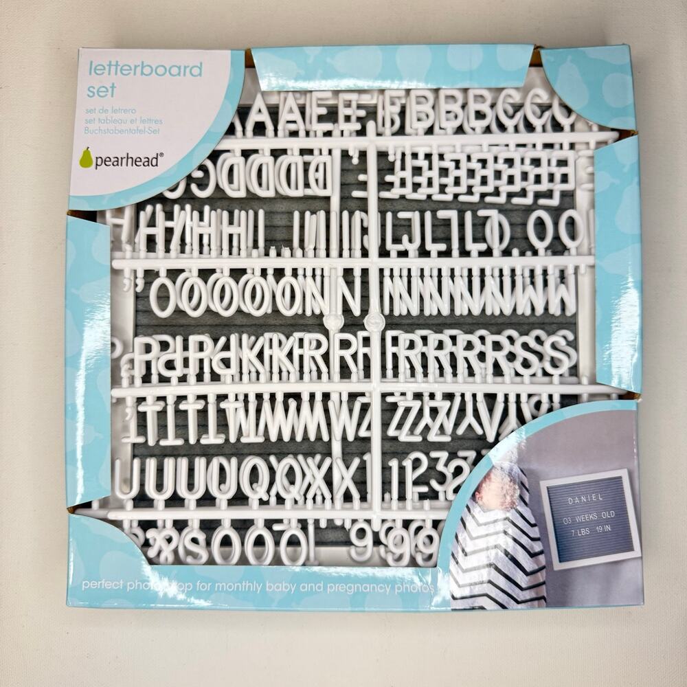 Pearhead 10x10 Gray Felt Letter Board White Frame 258 Pieces Incomplete